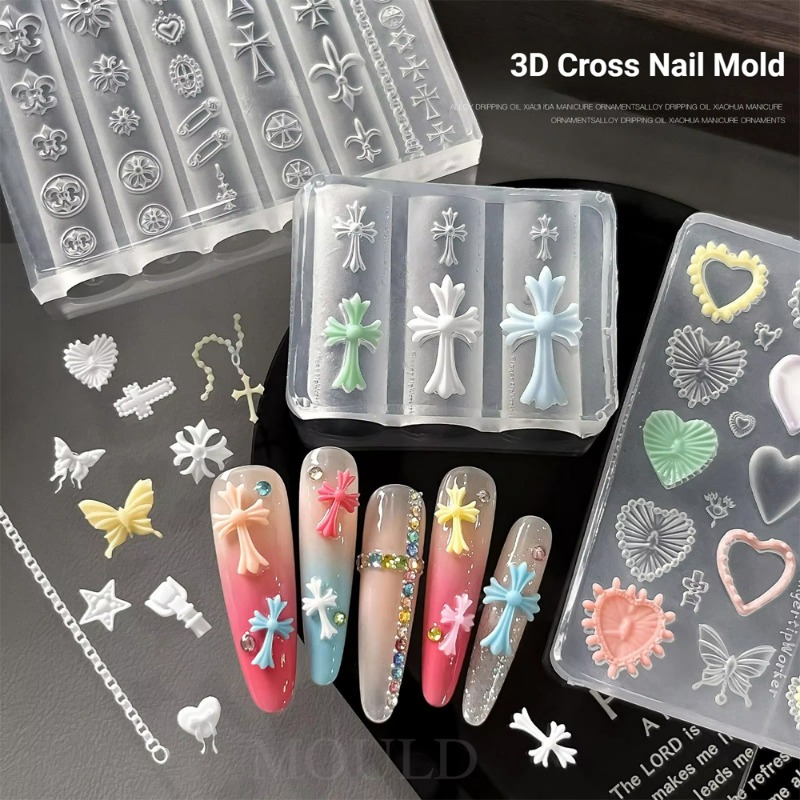 실리콘 크로스 네일 아트 몰드 3D 꽃 네일 참 몰드  - Nail Art Gothic 리뷰 및 가격