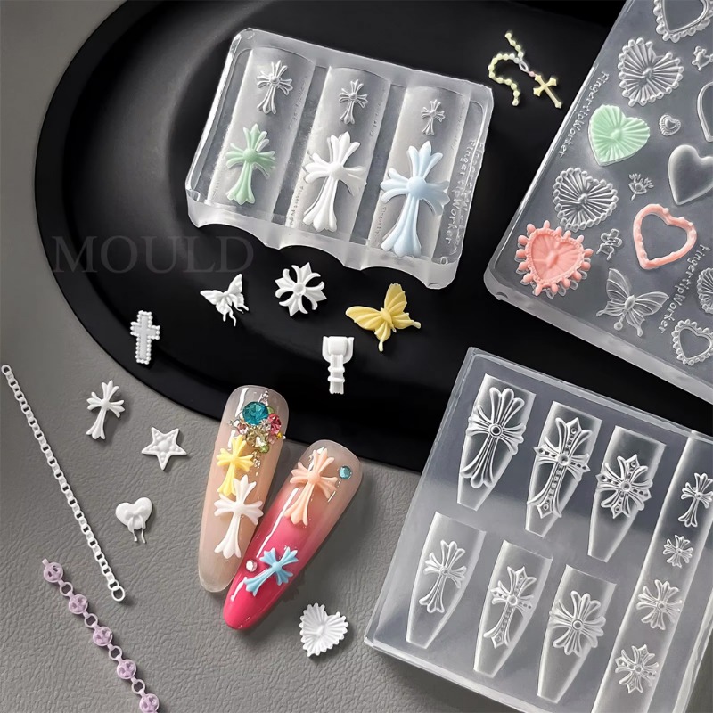 실리콘 크로스 네일 아트 몰드 3D 꽃 네일 참 몰드  - Nail Art Gothic 리뷰 및 가격