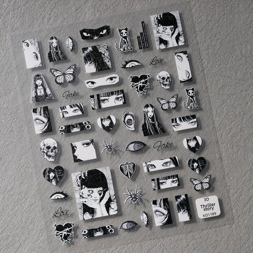 1Pc/도매 고딕 흑백 3D 네일 스티커 |   DIY - Nail Art Gothic 리뷰 및 가격