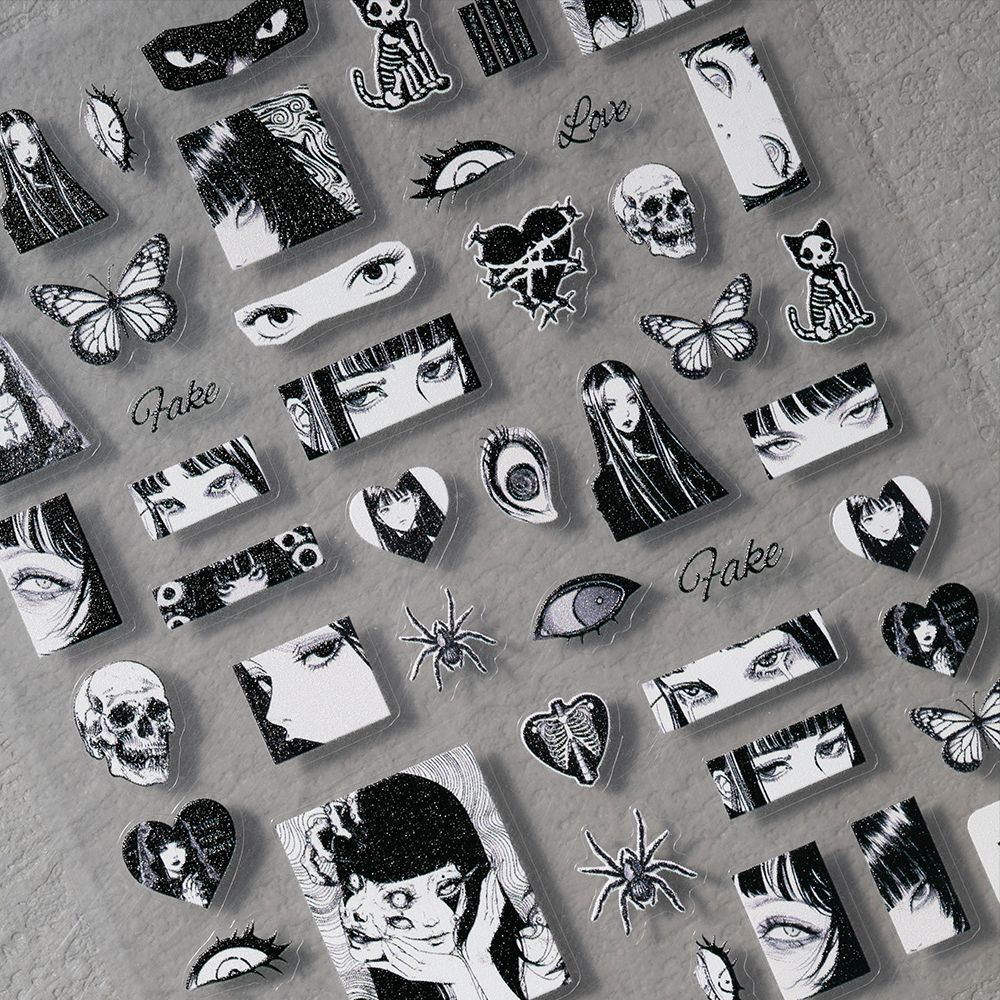 1Pc/도매 고딕 흑백 3D 네일 스티커 |   DIY - Nail Art Gothic 리뷰 및 가격