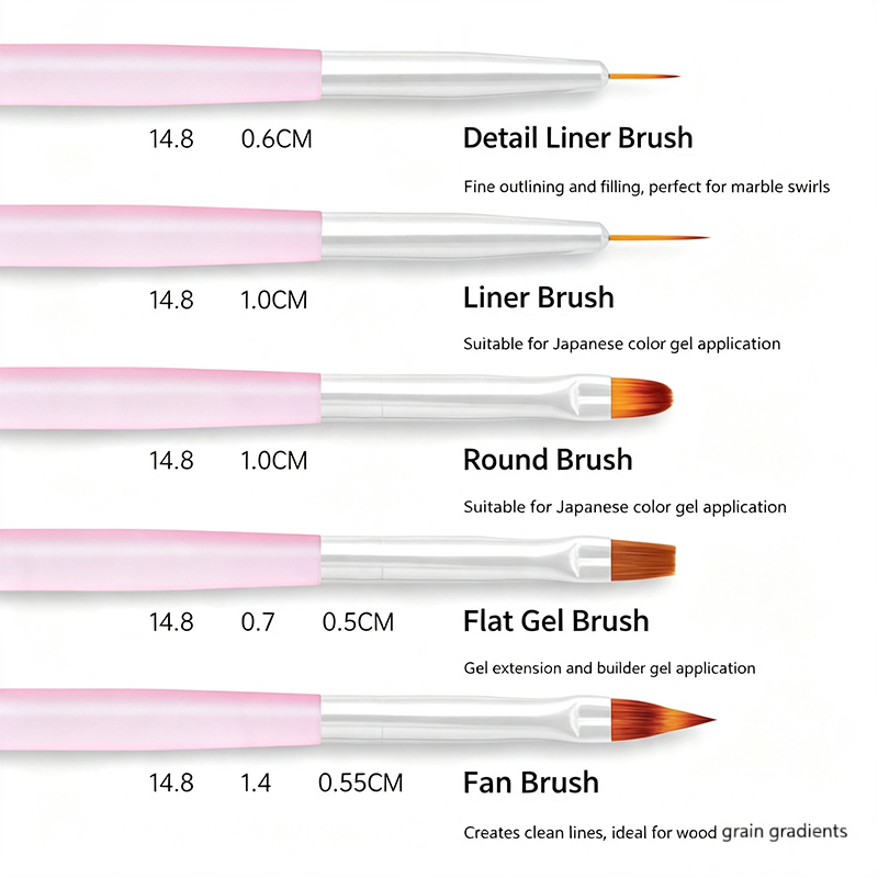 5Pcs 핑크 투명 네일 아트 브러쉬 다기능 팁 소프트 - Nail Art Pink Soft 리뷰 및 가격