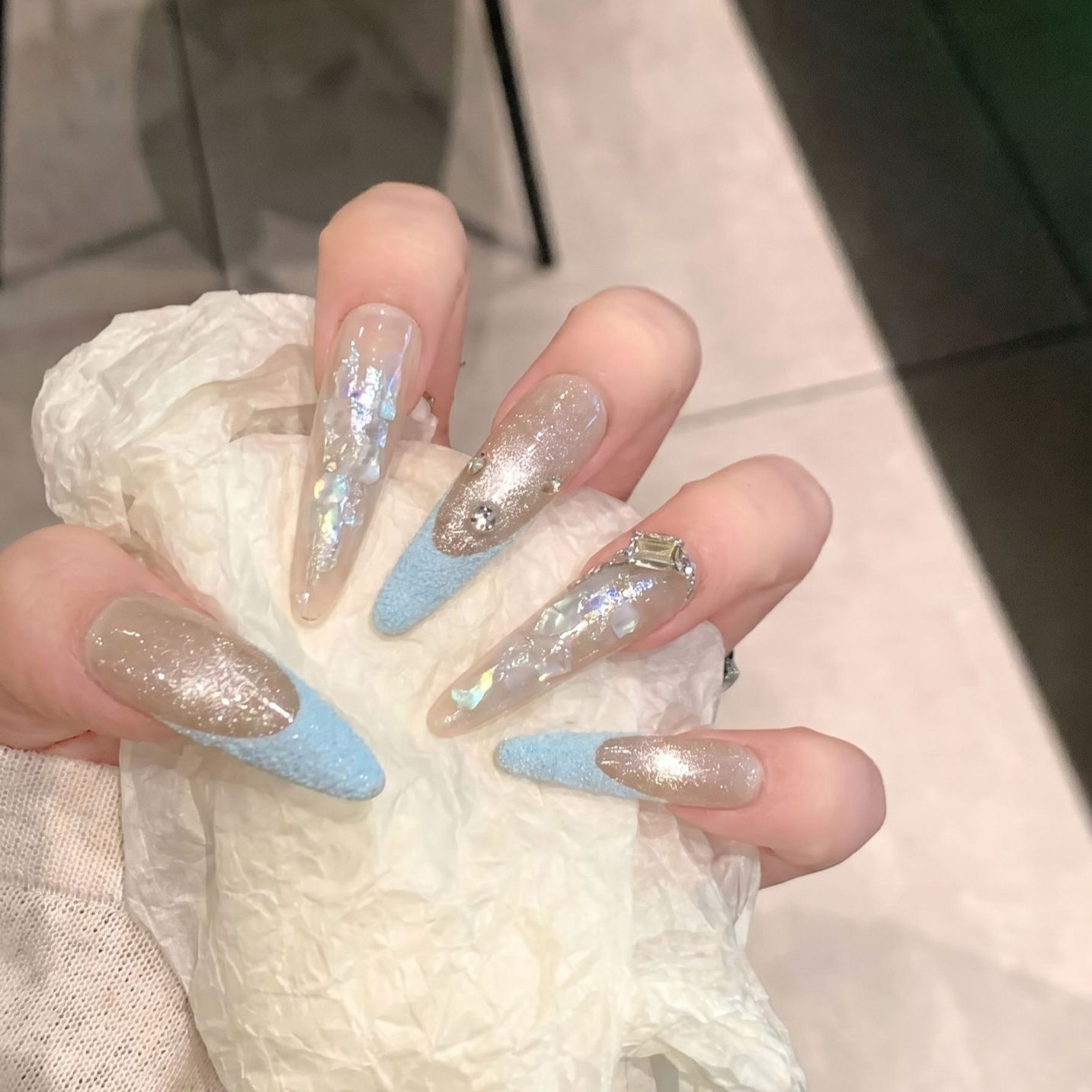프레스온 네일 10개입 퍼플 판타지 프렌치 매니큐어,  - Nail Art Glitter 리뷰 및 가격