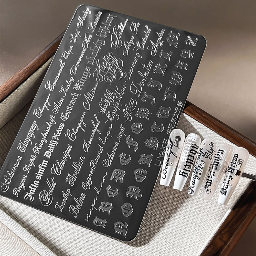 고딕체 캘리그라피 네일아트 스탬핑 플레이트 레트로 영어 - Nail Art Gothic 리뷰 및 가격