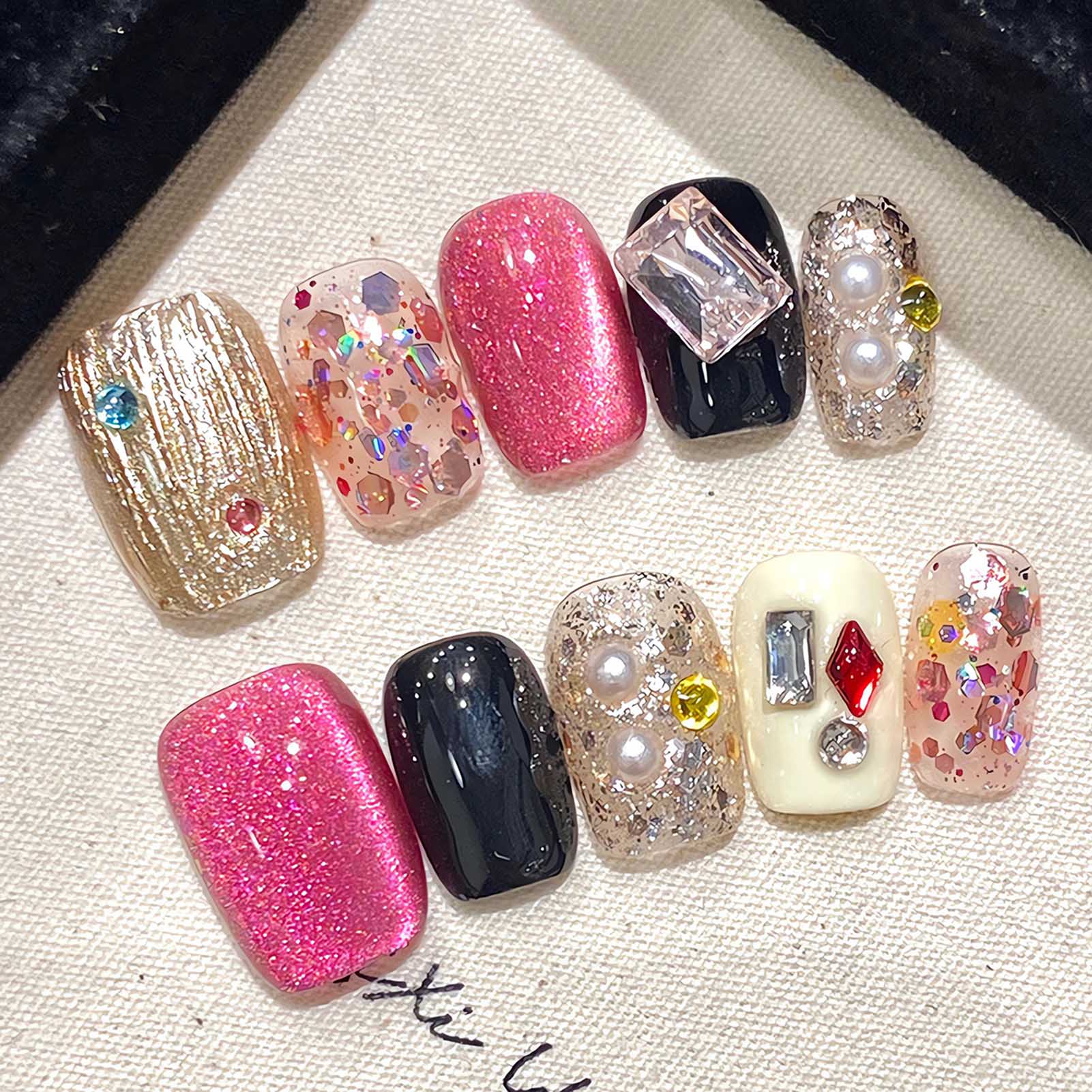 수제 프레스 네일 글리터 핑크 스팽글 고양이 눈 광택  - Nail Art Glitter 리뷰 및 가격