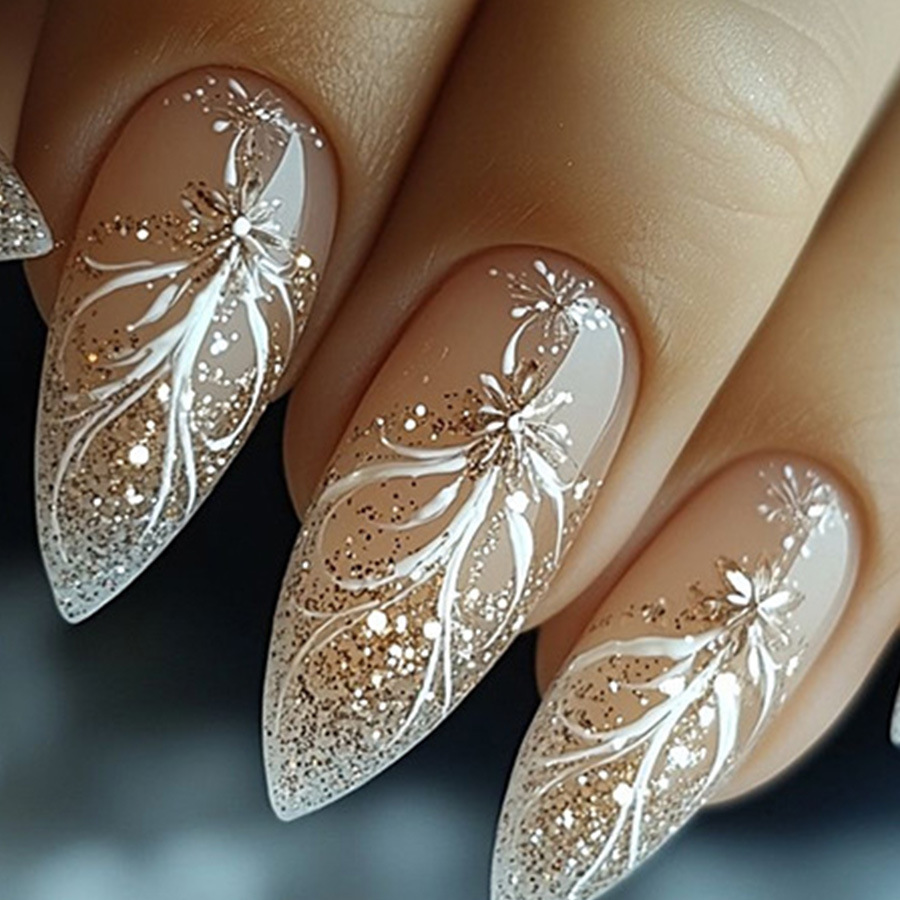 24 개/대 여성용 짧은 중간 가짜 손톱 소녀 그라디언 - Nail Art Glitter 리뷰 및 가격
