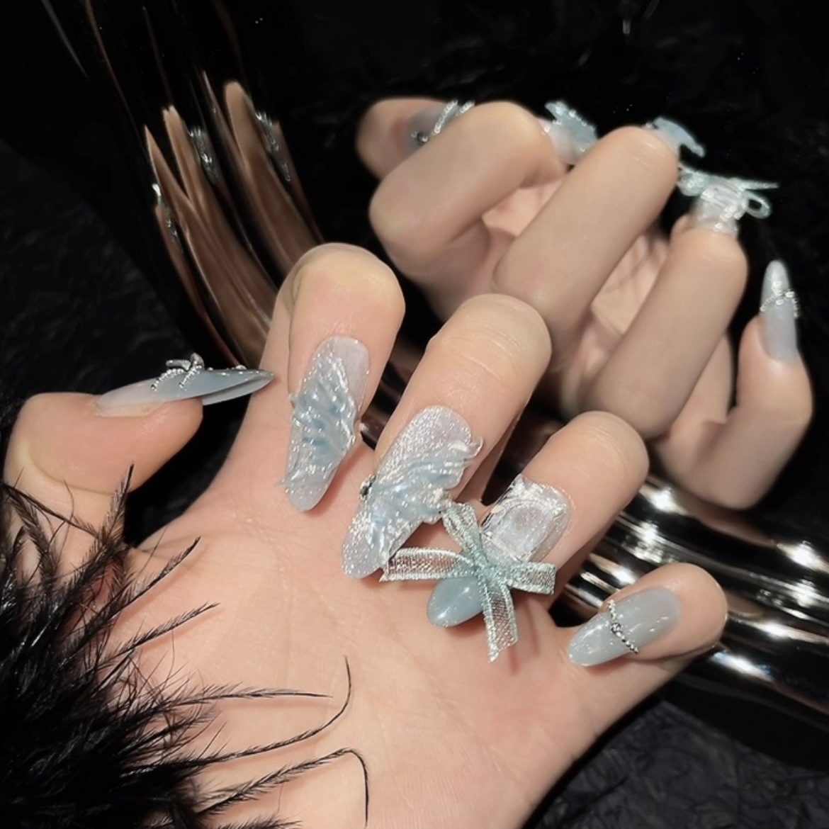 10개입 순수 수제 롱 오벌 네일 아트, 예쁜 가짜 손 - Nail Art Emerald 리뷰 및 가격