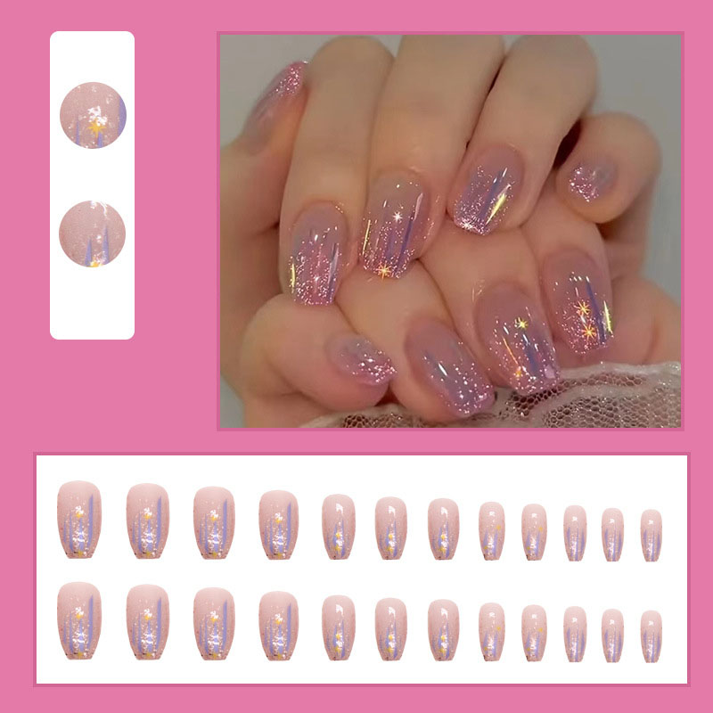 여성용 짧은 인조 손톱, 누드 퍼플 컬러, 반짝이는 글 - Nail Art Glitter 리뷰 및 가격
